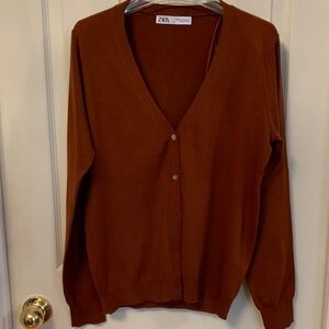 Zara Women's Rust Cardigan Sweater